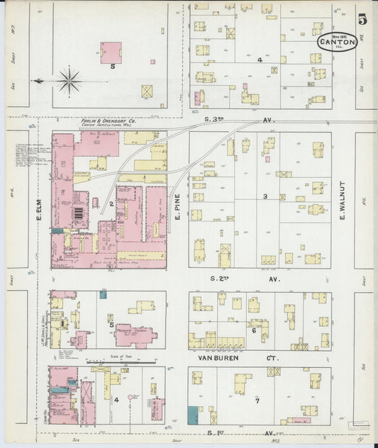 Sanborn Fire Insurance Map from Canton, Fulton County, Illinois (1891), Sheet #0005 - Historic Sanborn Fire Insurance Map Print, vintage old map wall art, antique decor, genealogy gift, Illinois Illinois map