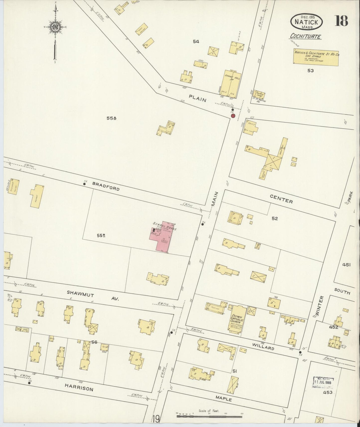 Sanborn Fire Insurance Map from Natick, Middlesex County, Massachusetts (1915), Sheet #0018 - Complete Map Set gallery image, historic Sanborn map, vintage wall art, Massachusetts Massachusetts