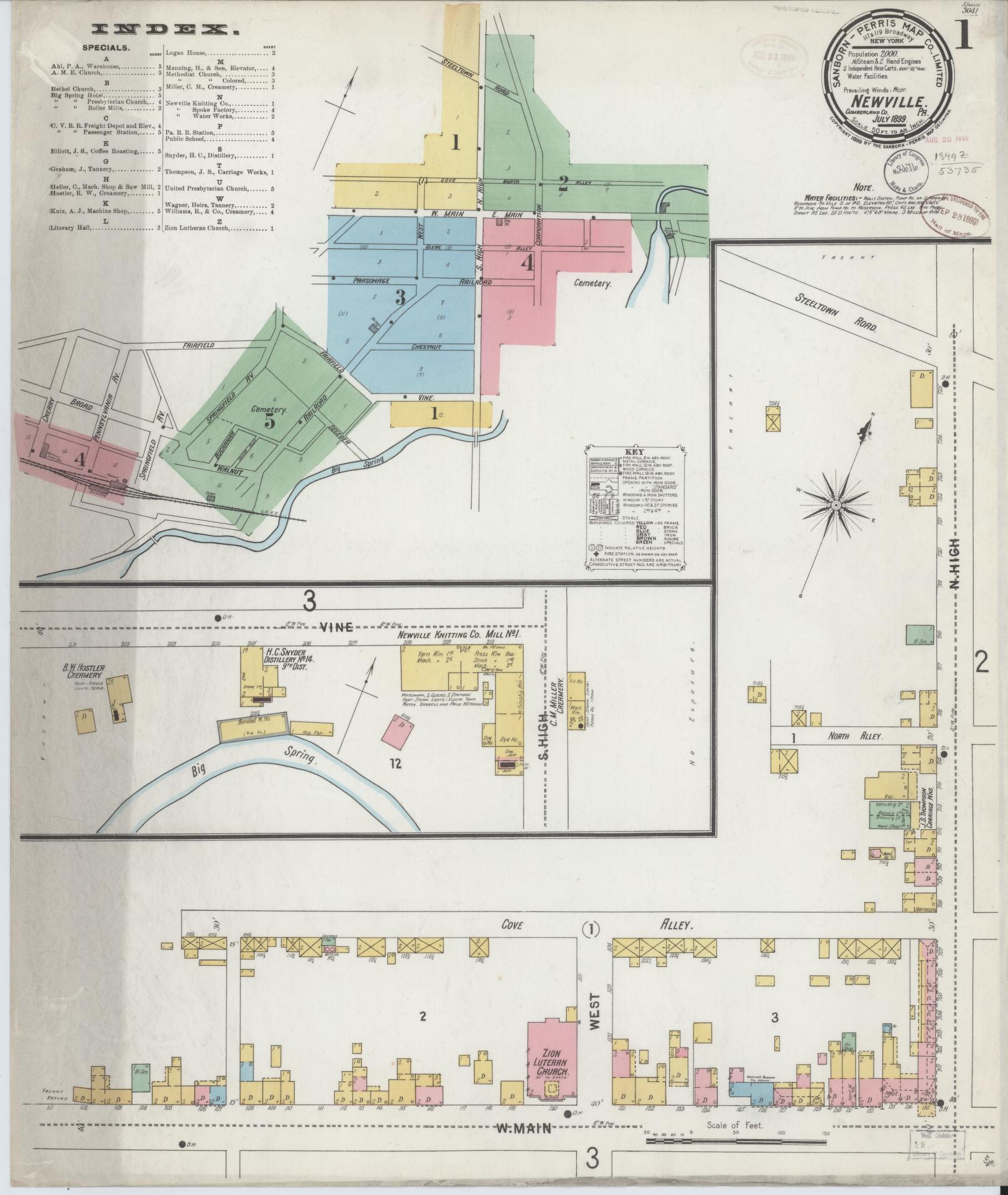 Sanborn Fire Insurance Map from Newville, Cumberland County, Pennsylvania (1899), Sheet #0001 - Complete Map Set gallery image, historic Sanborn map, vintage wall art, Pennsylvania Pennsylvania