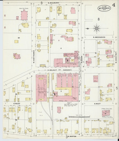 Sanborn Fire Insurance Map from Mount Vernon, Knox County, Ohio (1897), Sheet #0004 - Historic Sanborn Fire Insurance Map Print, vintage old map wall art, antique decor, genealogy gift, Ohio Ohio map