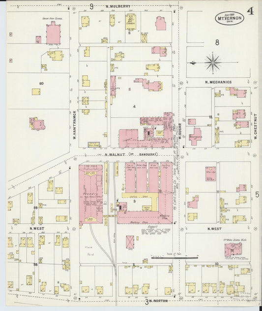 Sanborn Fire Insurance Map from Mount Vernon, Knox County, Ohio (1897), Sheet #0004 - Historic Sanborn Fire Insurance Map Print, vintage old map wall art, antique decor, genealogy gift, Ohio Ohio map