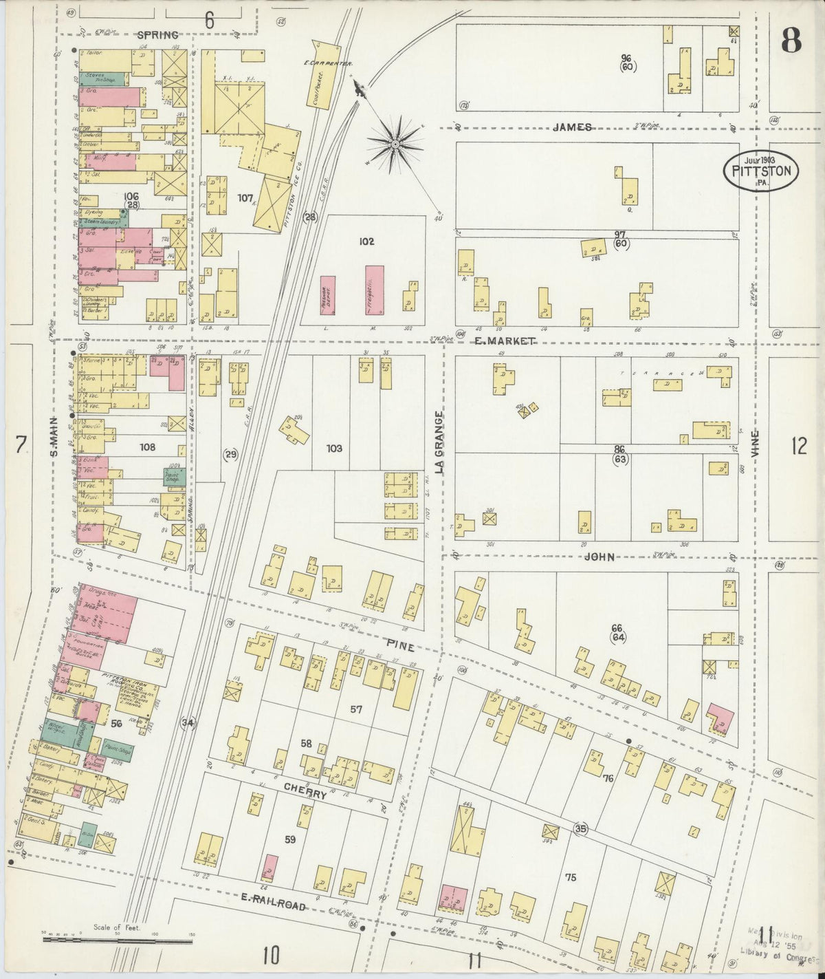 Sanborn Fire Insurance Map from Pittston, Luzerne County, Pennsylvania (1903), Sheet #0008 - Complete Map Set gallery image, historic Sanborn map, vintage wall art, Pennsylvania Pennsylvania