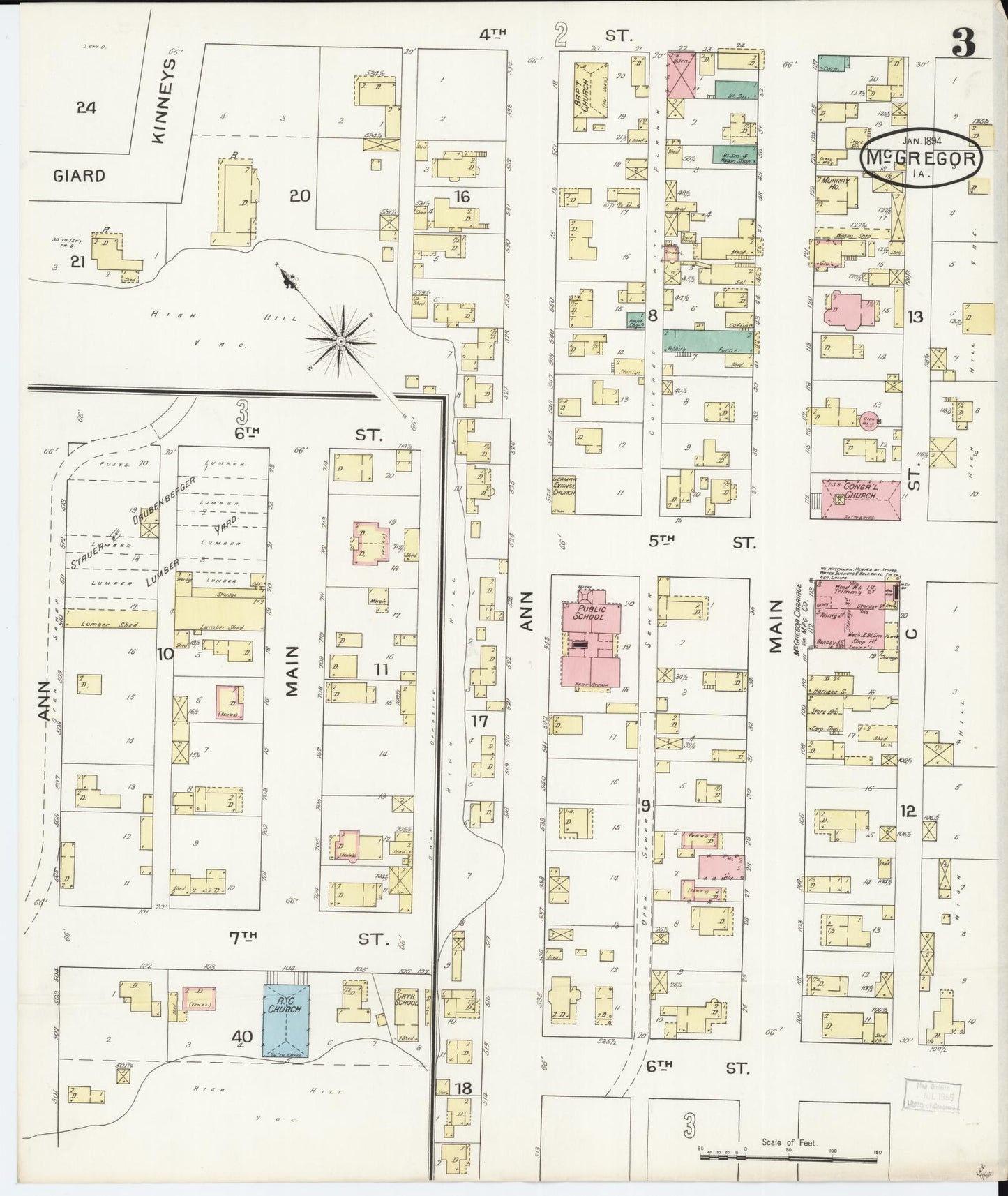 Sanborn Fire Insurance Map from McGregor, Clayton County, Iowa (1894), Sheet #0003 - Historic Sanborn Fire Insurance Map Print