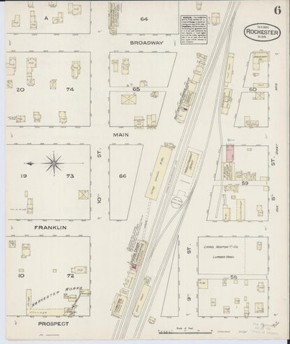 Sanborn Fire Insurance Map from Rochester, Olmsted County, Minnesota (1884), Sheet #0006 - Complete Map Set gallery image, historic Sanborn map, vintage wall art, Minnesota Minnesota