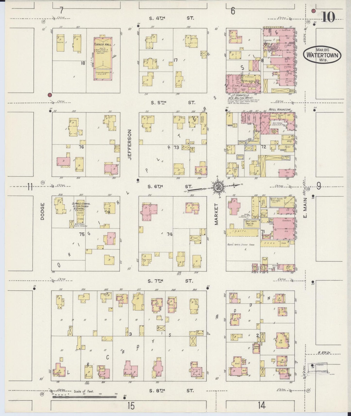 Sanborn Fire Insurance Map from Watertown, Jefferson County, Wisconsin (1915), Sheet #0011 - Historic Sanborn Fire Insurance Map Print, vintage old map wall art, antique decor, genealogy gift, Wisconsin Wisconsin map