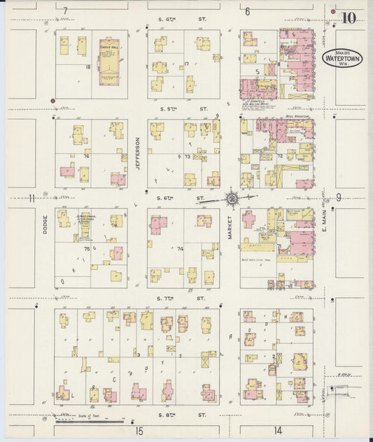 Sanborn Fire Insurance Map from Watertown, Jefferson County, Wisconsin (1915), Sheet #0011 - Historic Sanborn Fire Insurance Map Print, vintage old map wall art, antique decor, genealogy gift, Wisconsin Wisconsin map