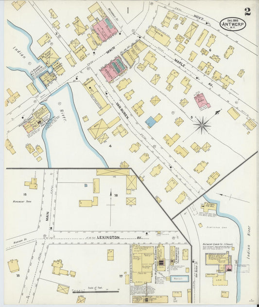 Sanborn Fire Insurance Map from Antwerp, Jefferson County, New York (1905), Sheet #0002 - Historic Sanborn Fire Insurance Map Print, vintage old map wall art, antique decor, genealogy gift, New York New York map