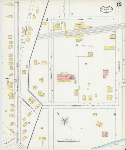 Sanborn Fire Insurance Map from Sewickley, Allegheny County, Pennsylvania (1905), Sheet #0012 - Complete Map Set gallery image, historic Sanborn map, vintage wall art, Pennsylvania Pennsylvania