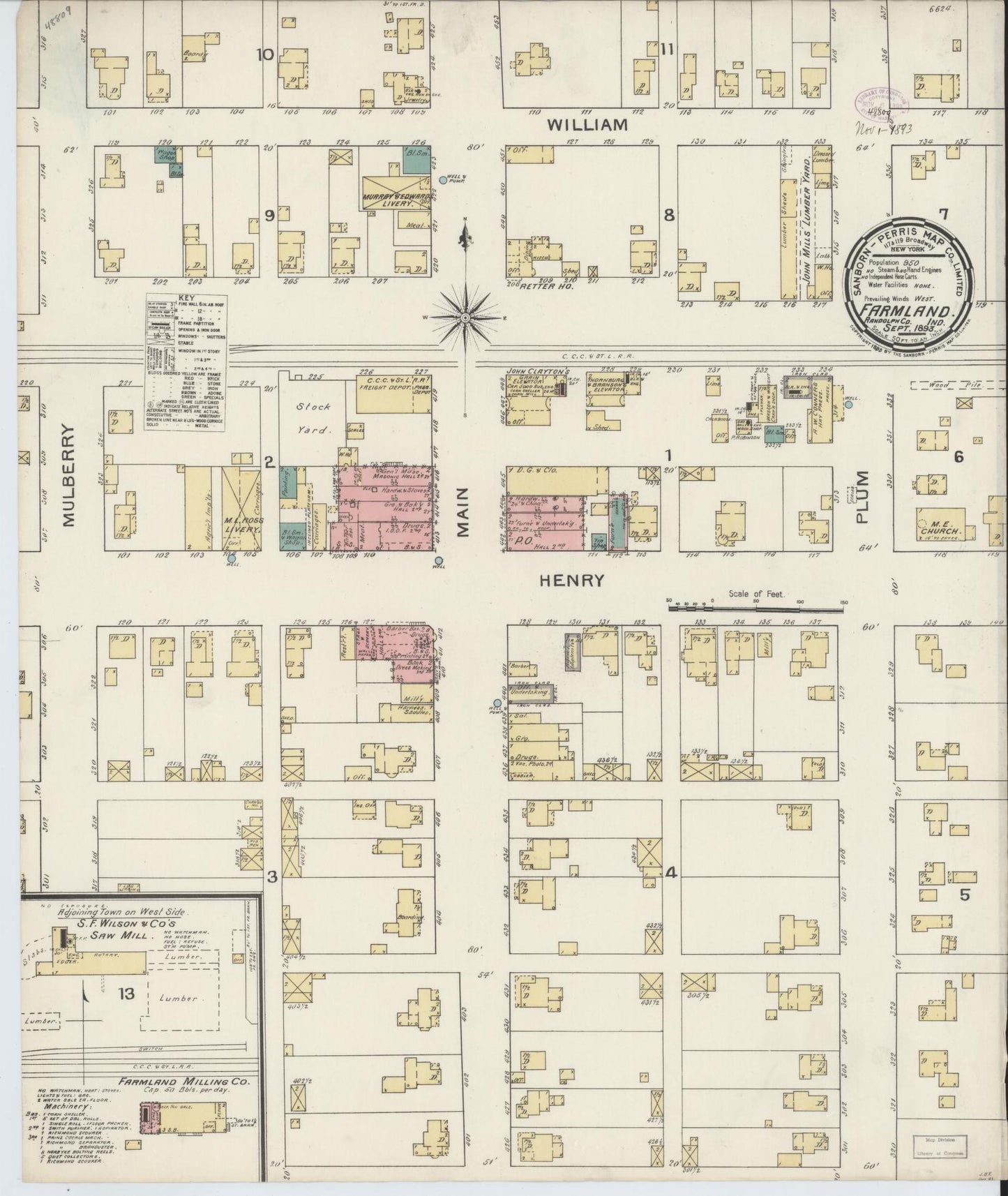 Sanborn Fire Insurance Map from Farmland, Randolph County, Indiana. (1893) – Historic Sanborn Fire Insurance Map Print