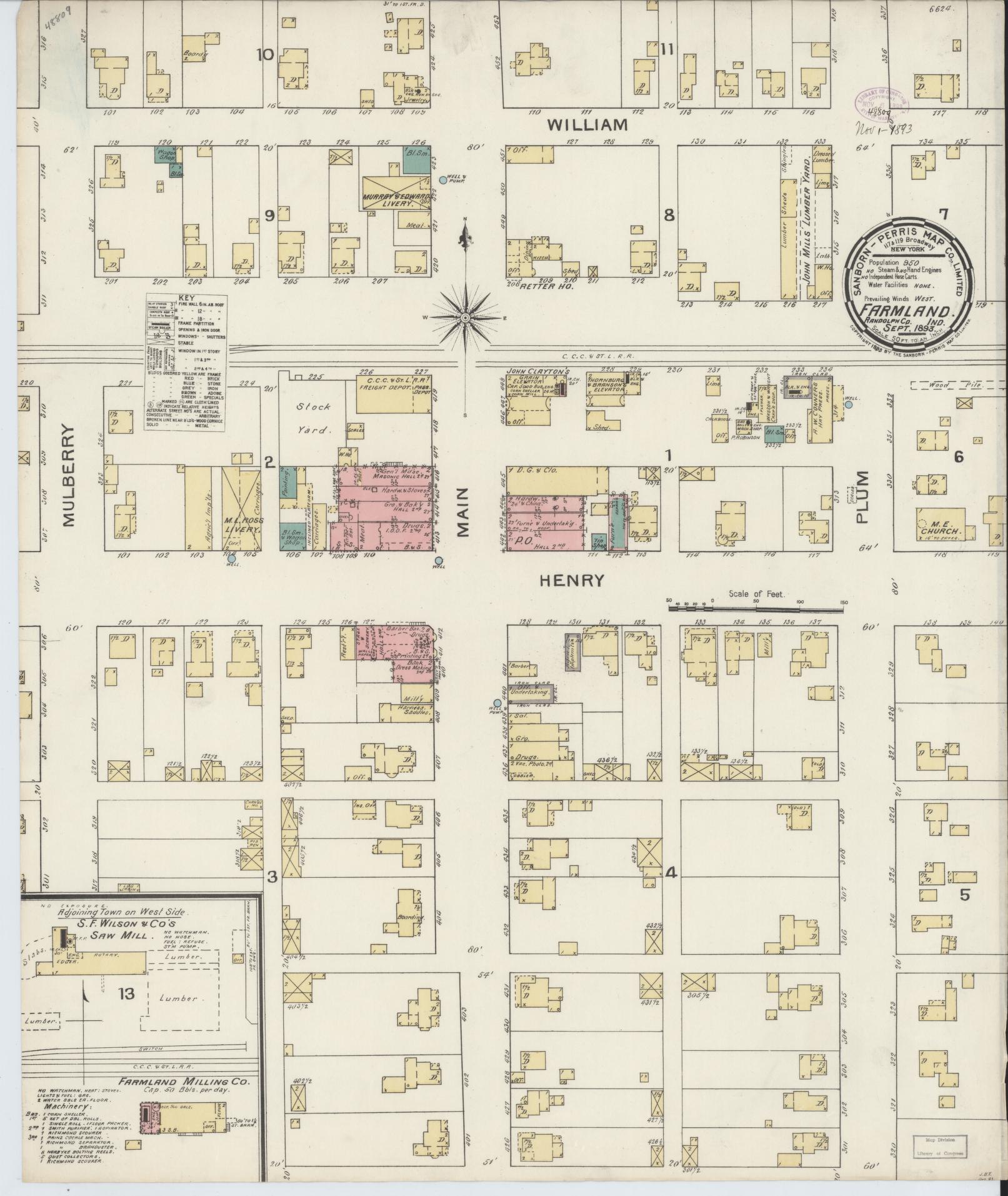 Sanborn Fire Insurance Map from Farmland, Randolph County, Indiana. (1893) – Historic Sanborn Fire Insurance Map Print