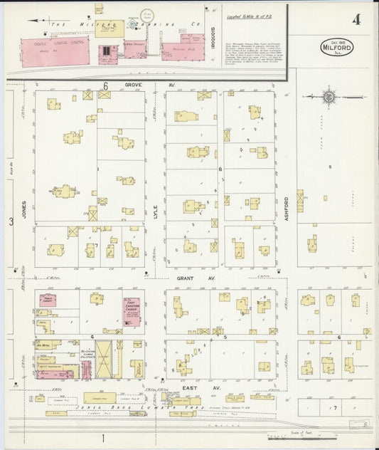 Sanborn Fire Insurance Map from Milford, Iroquois County, Illinois (1912), Sheet #0004 - Historic Sanborn Fire Insurance Map Print, vintage old map wall art, antique decor, genealogy gift, Illinois Illinois map