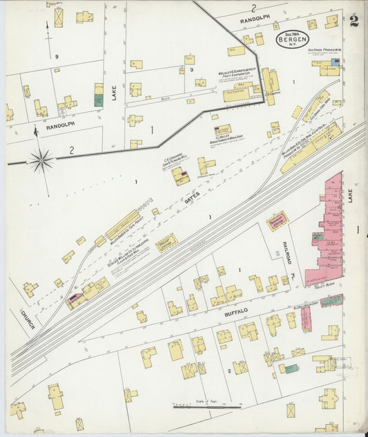 Sanborn Fire Insurance Map from Bergen, Genesee County, New York (1904), Sheet #0002 - Historic Sanborn Fire Insurance Map Print, vintage old map wall art, antique decor, genealogy gift, New York New York map