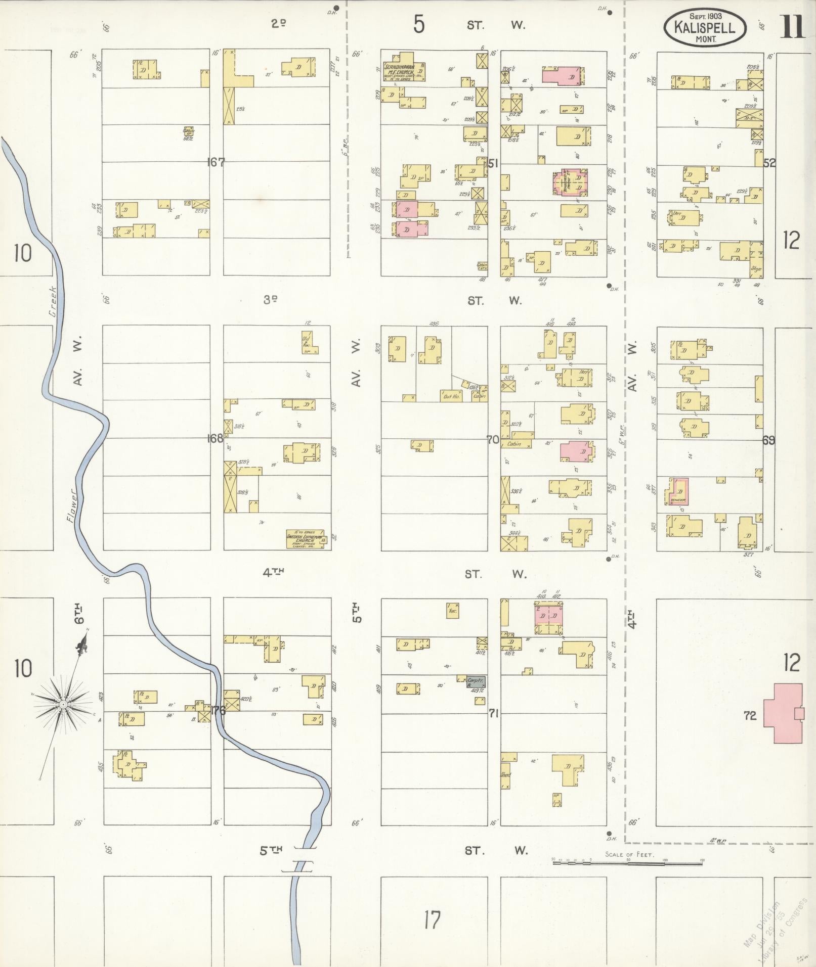 Sanborn Fire Insurance Map from Kalispell, Flathead County, Montana (1903), Sheet #0011 - Historic Sanborn Fire Insurance Map Print, vintage old map wall art, antique decor, genealogy gift, Montana Montana map