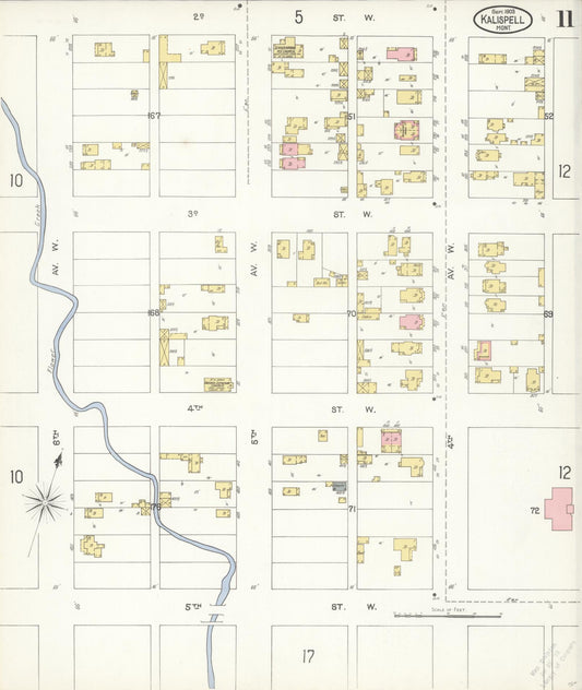 Sanborn Fire Insurance Map from Kalispell, Flathead County, Montana (1903), Sheet #0011 - Historic Sanborn Fire Insurance Map Print, vintage old map wall art, antique decor, genealogy gift, Montana Montana map