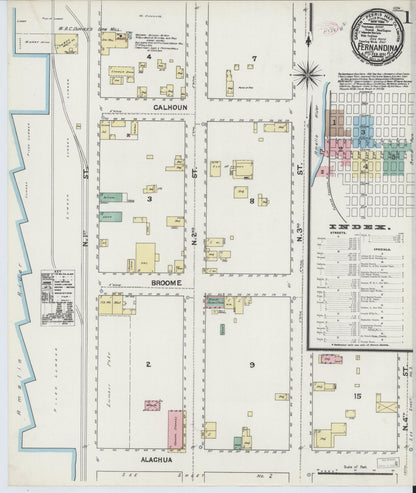 Sanborn Fire Insurance Map from Fernandina, Nassau County, Florida (1891), Sheet #0001 - Complete Map Set gallery image, historic Sanborn map, vintage wall art, Florida Florida