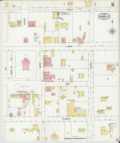 Sanborn Fire Insurance Map from Woodville, Wilkinson County, Mississippi (1904), Sheet #0002 - Complete Map Set gallery image, historic Sanborn map, vintage wall art, Mississippi Mississippi
