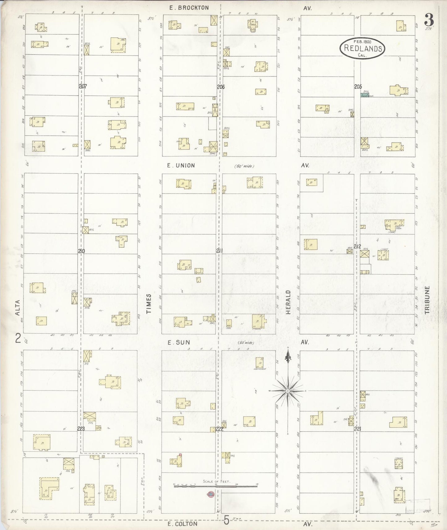 Sanborn Fire Insurance Map from Redlands, San Bernardino County, California (1900), Sheet #0003 - Complete Map Set gallery image, historic Sanborn map, vintage wall art, California California