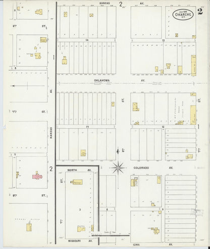 Sanborn Fire Insurance Map from Okarche, Kingfisher and Canadian Counties, Oklahoma (1898), Sheet #0002 - Complete Map Set gallery image, historic Sanborn map, vintage wall art, Oklahoma Oklahoma