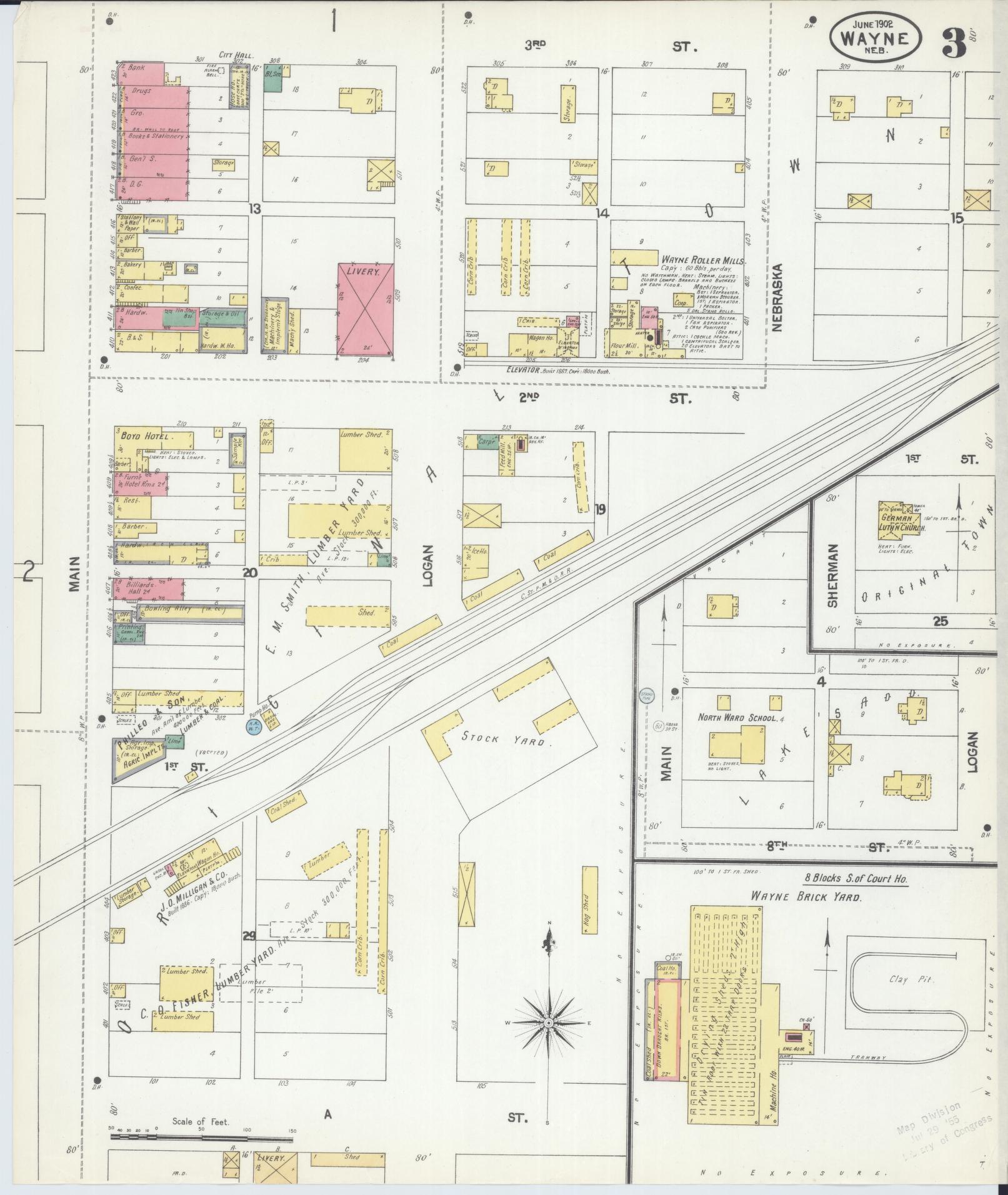 Sanborn Fire Insurance Map from Wayne, Wayne County, Nebraska (1902), Sheet #0003 - Historic Sanborn Fire Insurance Map Print, vintage old map wall art, antique decor, genealogy gift, Nebraska Nebraska map
