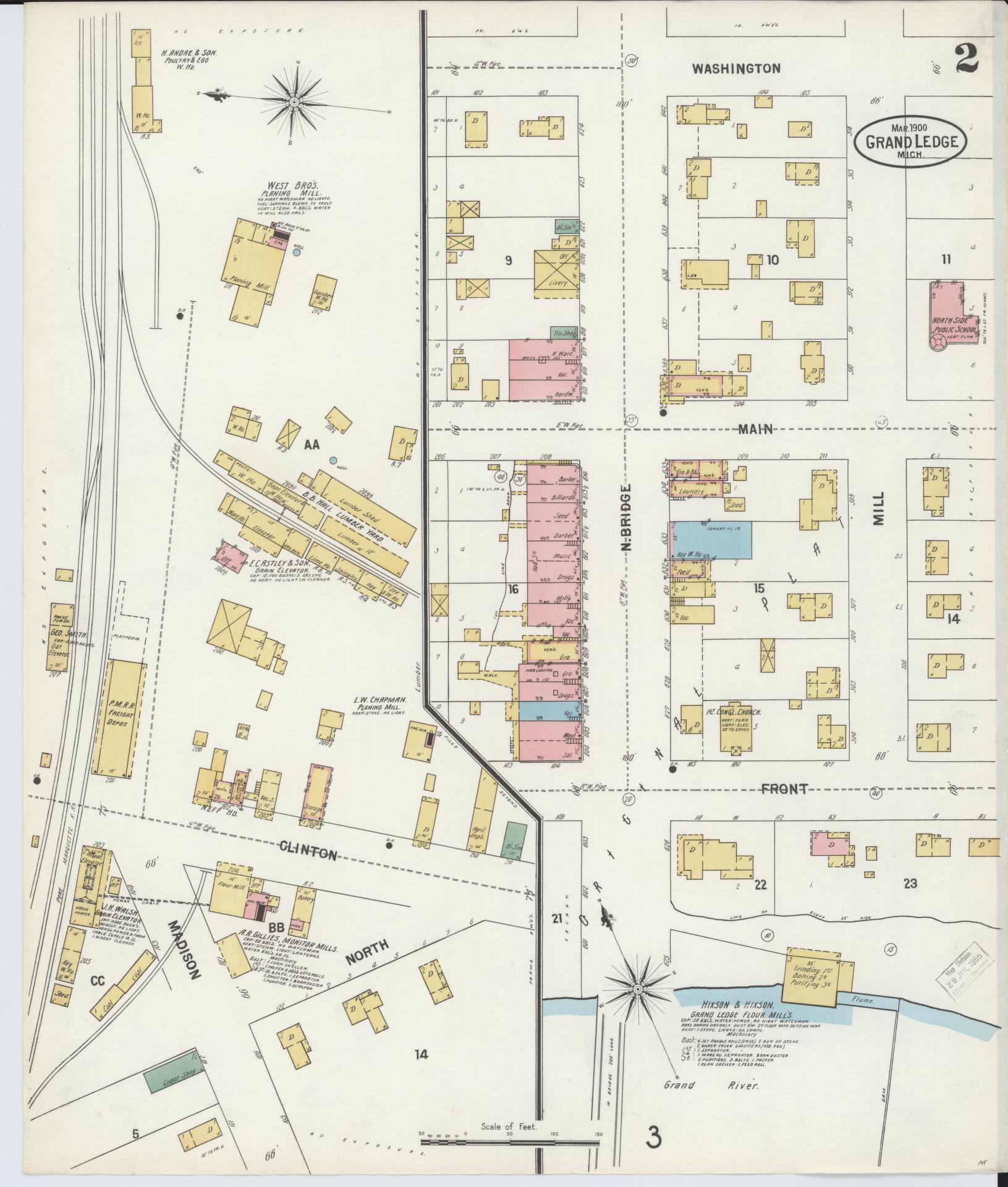 Sanborn Fire Insurance Map from Grand Ledge, Eaton County, Michigan (1900), Sheet #0002 - Complete Map Set gallery image, historic Sanborn map, vintage wall art, Michigan Michigan
