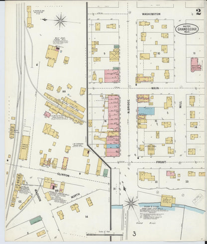 Sanborn Fire Insurance Map from Grand Ledge, Eaton County, Michigan (1900), Sheet #0002 - Complete Map Set gallery image, historic Sanborn map, vintage wall art, Michigan Michigan