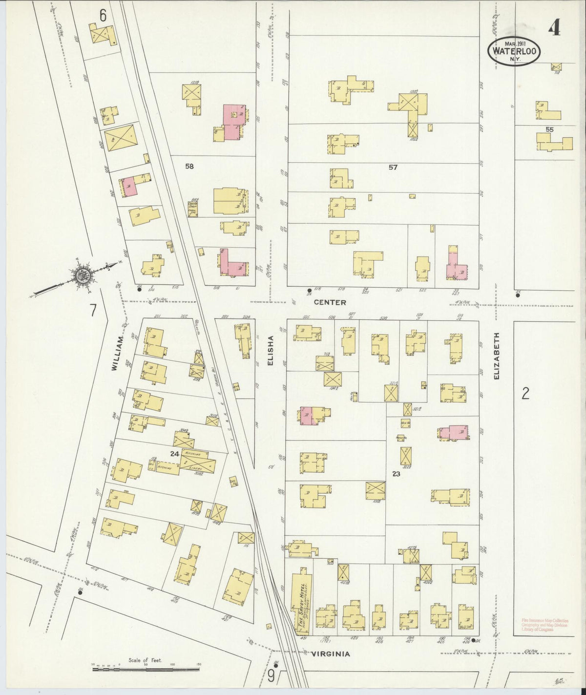 Sanborn Fire Insurance Map from Waterloo, Seneca County, New York (1911), Sheet #0004 - Complete Map Set gallery image, historic Sanborn map, vintage wall art, New York New York