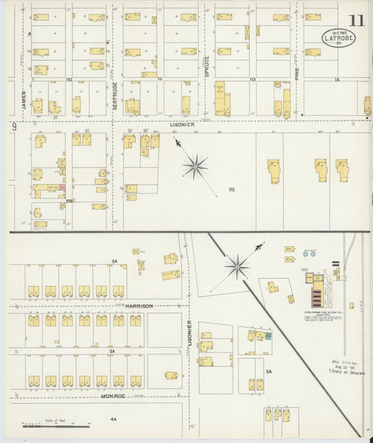 Sanborn Fire Insurance Map from Latrobe, Westmoreland County, Pennsylvania (1903), Sheet #0011 - Historic Sanborn Fire Insurance Map Print, vintage old map wall art, antique decor, genealogy gift, Pennsylvania Pennsylvania map