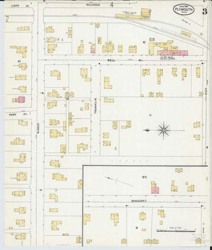Sanborn Fire Insurance Map from Plymouth, Huron And Richland Counties, Ohio (1904), Sheet #0003 - Complete Map Set gallery image, historic Sanborn map, vintage wall art, Ohio Ohio