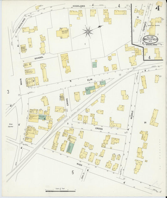 Sanborn Fire Insurance Map from Whitefield, Coos County, New Hampshire (1908), Sheet #0004 - Historic Sanborn Fire Insurance Map Print, vintage old map wall art, antique decor, genealogy gift, New Hampshire New Hampshire map