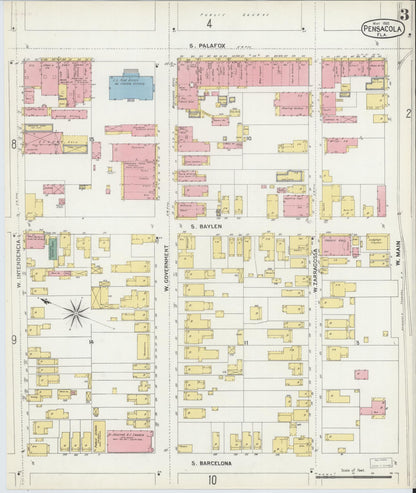 Sanborn Fire Insurance Map from Pensacola, Escambia County, Florida (1903), Sheet #0003 - Complete Map Set gallery image, historic Sanborn map, vintage wall art, Florida Florida