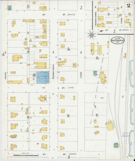 Sanborn Fire Insurance Map from Hartshorne, Pittsburg County, Oklahoma (1904), Sheet #0002 - Historic Sanborn Fire Insurance Map Print, vintage old map wall art, antique decor, genealogy gift, Oklahoma Oklahoma map