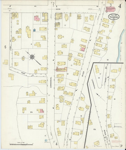 Sanborn Fire Insurance Map from Theresa, Jefferson County, New York (1912), Sheet #0004 - Historic Sanborn Fire Insurance Map Print, vintage old map wall art, antique decor, genealogy gift, New York New York map