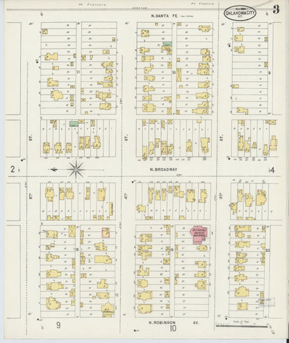 Sanborn Fire Insurance Map from Oklahoma City, Oklahoma County, Oklahoma (1898), Sheet #0003 - Complete Map Set gallery image, historic Sanborn map, vintage wall art, Oklahoma City Oklahoma