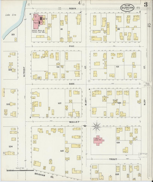 Sanborn Fire Insurance Map from Dunkirk, Chautauqua County, New York (1898), Sheet #0003 - Historic Sanborn Fire Insurance Map Print, vintage old map wall art, antique decor, genealogy gift, New York New York map