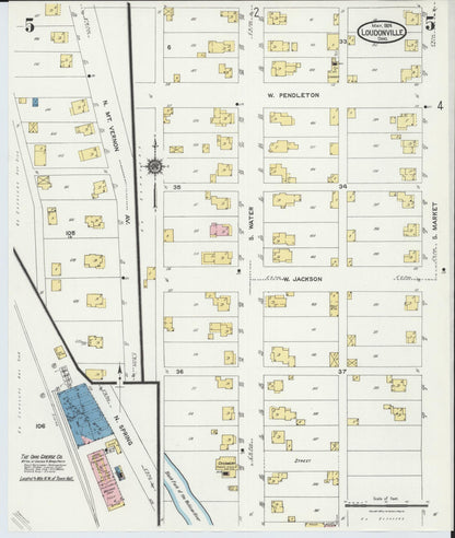 Sanborn Fire Insurance Map from Loudonville, Ashland County, Ohio (1924), Sheet #0005 - Historic Sanborn Fire Insurance Map Print, vintage old map wall art, antique decor, genealogy gift, Ohio Ohio map
