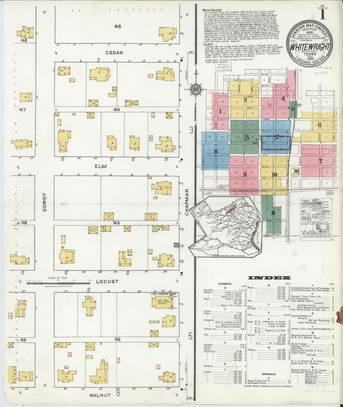 Sanborn Fire Insurance Map from Whitewright, Grayson County, Texas (1920), Sheet #0001 - Complete Map Set gallery image, historic Sanborn map, vintage wall art, Texas Texas