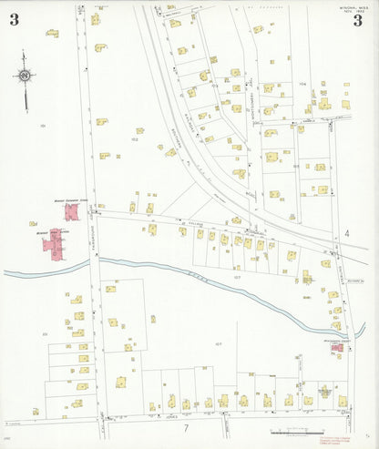 Sanborn Fire Insurance Map from Winona, Montgomery County, Mississippi (1932), Sheet #0003 - Complete Map Set gallery image, historic Sanborn map, vintage wall art, Mississippi Mississippi