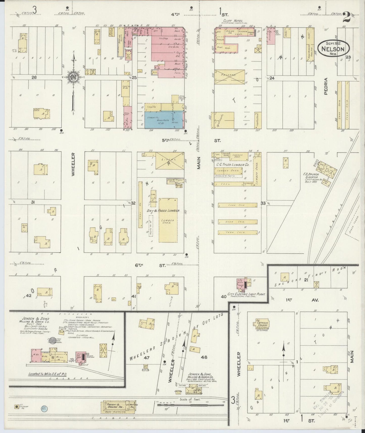 Sanborn Fire Insurance Map from Nelson, Nuckolls County, Nebraska (1912), Sheet #0002 - Complete Map Set gallery image, historic Sanborn map, vintage wall art, Nebraska Nebraska