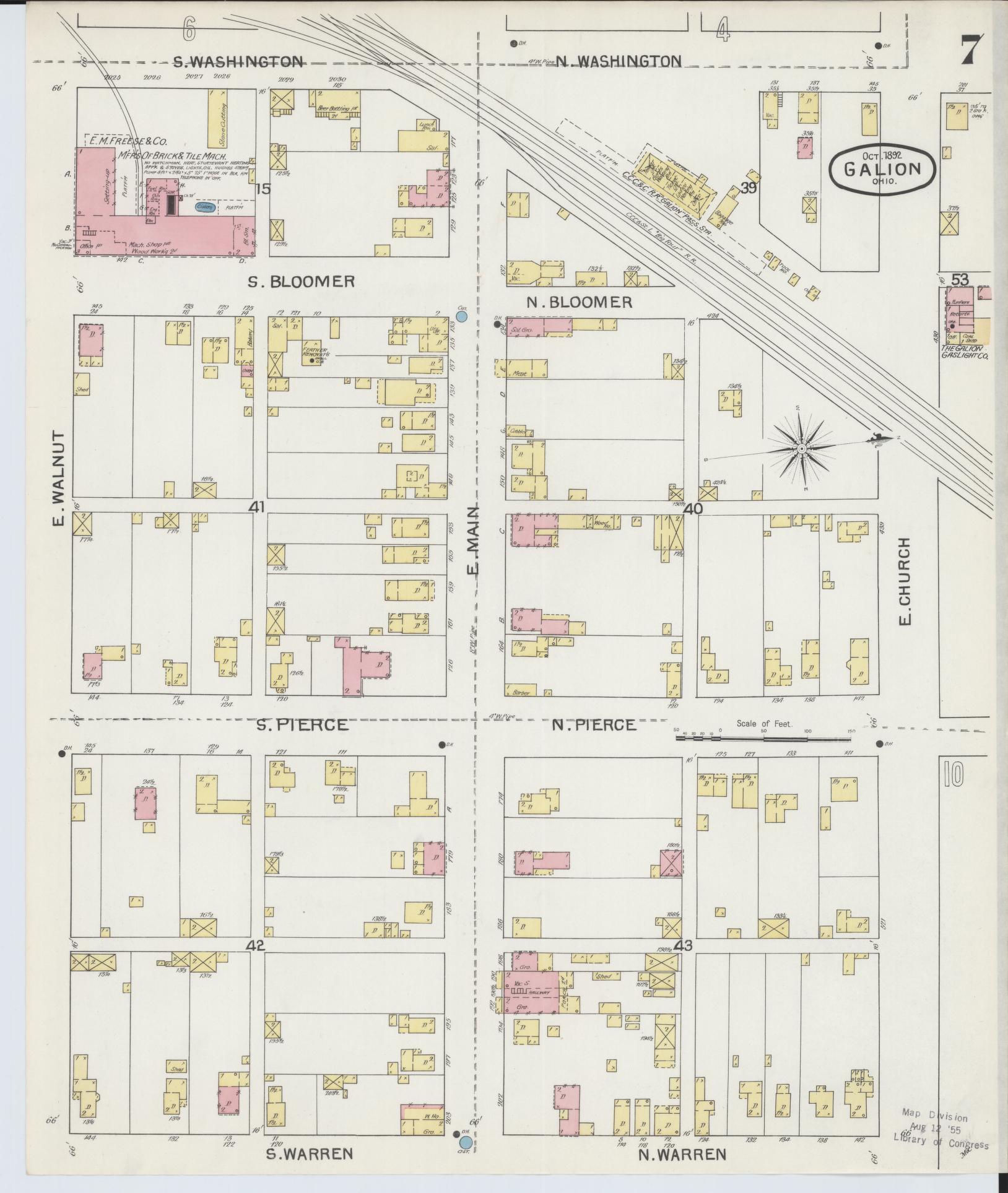 Sanborn Fire Insurance Map from Galion, Crawford County, Ohio (1892), Sheet #0007 - Historic Sanborn Fire Insurance Map Print, vintage old map wall art, antique decor, genealogy gift, Ohio Ohio map