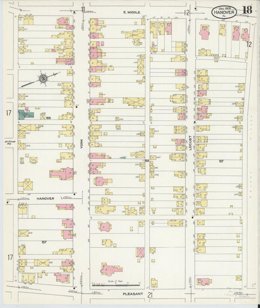 Sanborn Fire Insurance Map from Hanover, York County, Pennsylvania (1909), Sheet #0018 - Historic Sanborn Fire Insurance Map Print, vintage old map wall art, antique decor, genealogy gift, Pennsylvania Pennsylvania map