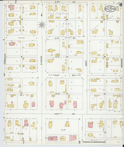 Sanborn Fire Insurance Map from Delphos, Van Wert And Allen Counties, Ohio (1904), Sheet #0004 - Historic Sanborn Fire Insurance Map Print, vintage old map wall art, antique decor, genealogy gift, Ohio Ohio map