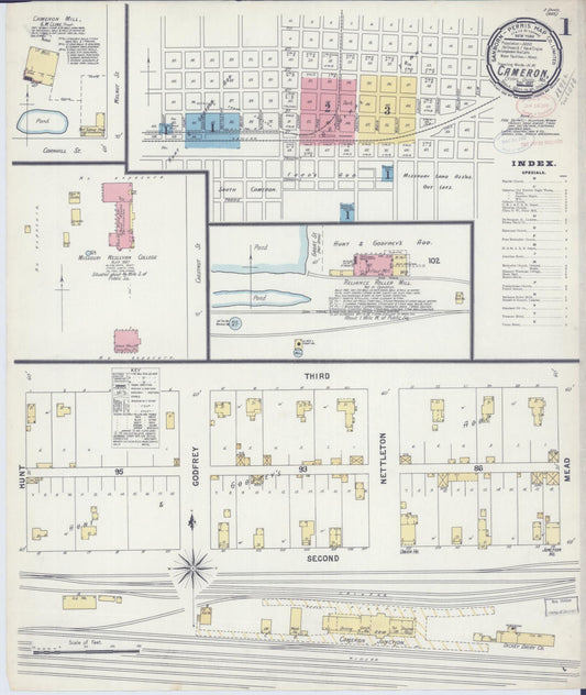 Sanborn Fire Insurance Map from Cameron, Clinton County, Missouri (1897), Sheet #0001 - Complete Map Set gallery image, historic Sanborn map, vintage wall art, Missouri Missouri