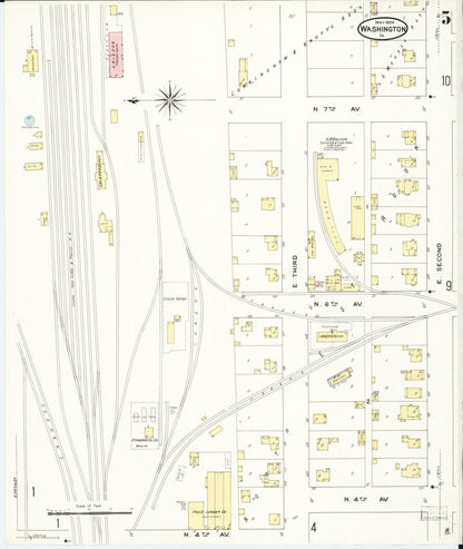 Sanborn Fire Insurance Map from Washington, Washington County, Iowa (1909), Sheet #0005 - Historic Sanborn Fire Insurance Map Print, vintage old map wall art