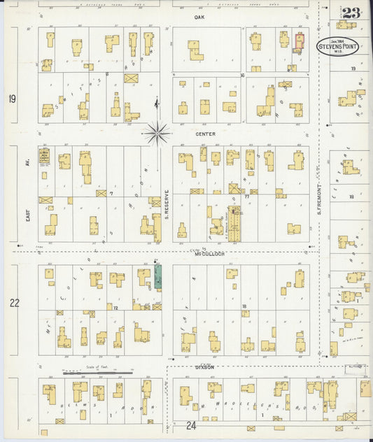Sanborn Fire Insurance Map from Stevens Point, Portage County, Wisconsin (1904), Sheet #0023 - Historic Sanborn Fire Insurance Map Print, vintage old map wall art, antique decor, genealogy gift, Wisconsin Wisconsin map