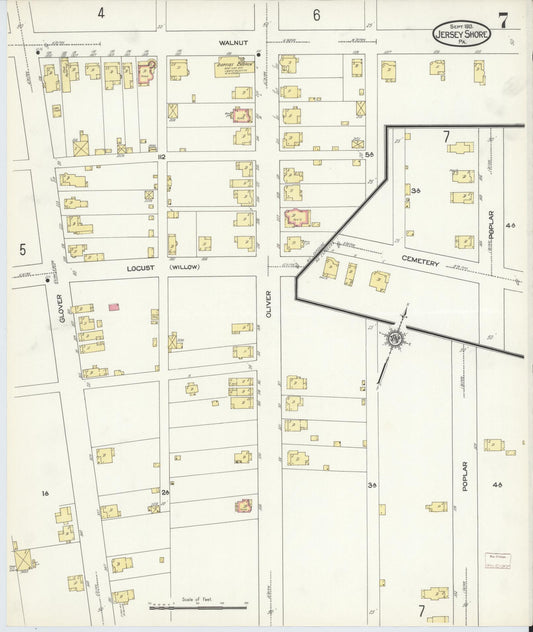 Sanborn Fire Insurance Map from Jersey Shore, Lycoming County, Pennsylvania (1913), Sheet #0007 - Historic Sanborn Fire Insurance Map Print, vintage old map wall art, antique decor, genealogy gift, Pennsylvania Pennsylvania map