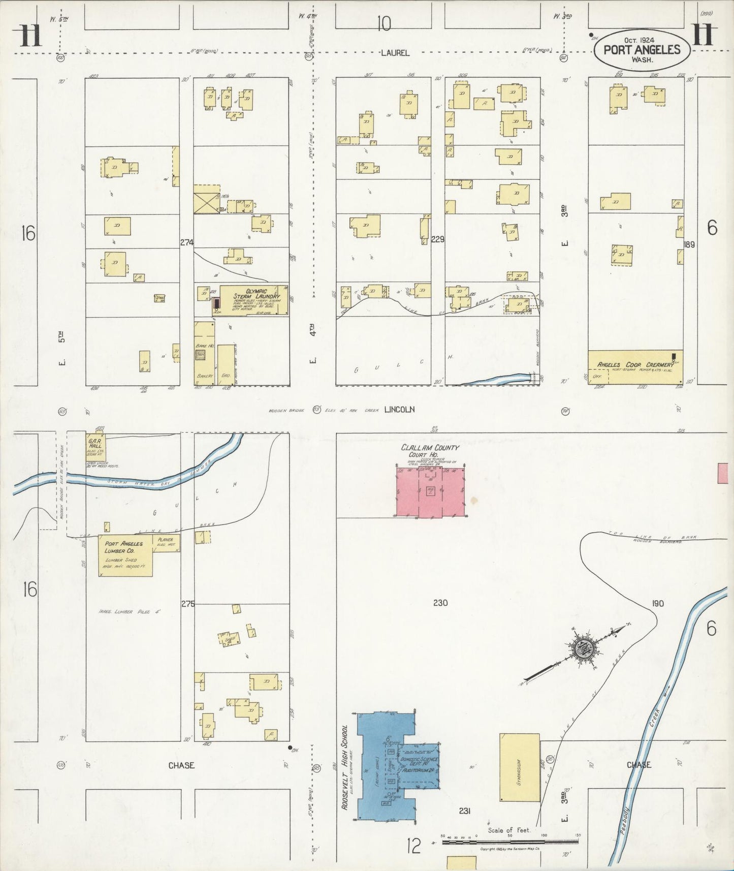 Sanborn Fire Insurance Map from Port Angeles, Clallam County, Washington (1924), Sheet #0011 - Complete Map Set gallery image, historic Sanborn map, vintage wall art, Washington Washington