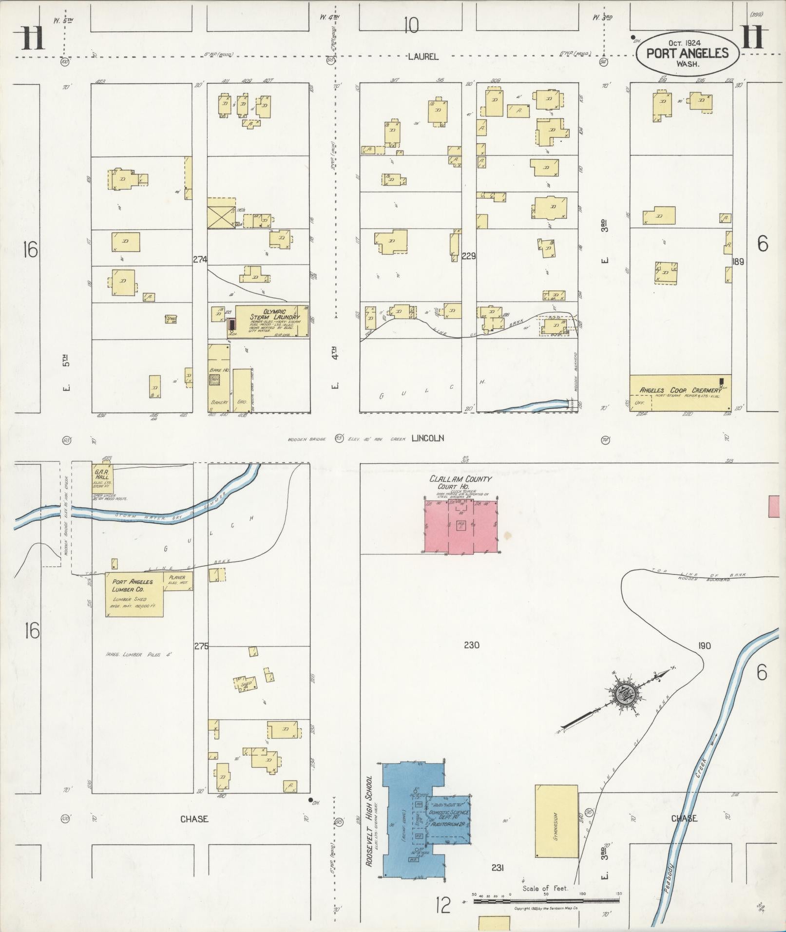 Sanborn Fire Insurance Map from Port Angeles, Clallam County, Washington (1924), Sheet #0011 - Complete Map Set gallery image, historic Sanborn map, vintage wall art, Washington Washington