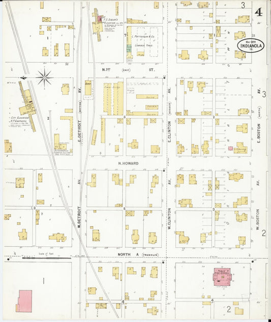 Sanborn Fire Insurance Map from Indianola, Warren County, Iowa (1899), Sheet #0004 - Historic Sanborn Fire Insurance Map Print, vintage old map wall art