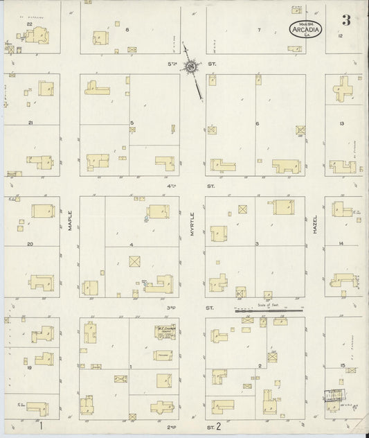 Sanborn Fire Insurance Map from Arcadia, Bienville Parish, Louisiana (1914), Sheet #0003 - Historic Sanborn Fire Insurance Map Print, vintage old map wall art, antique decor, genealogy gift, Louisiana Louisiana map