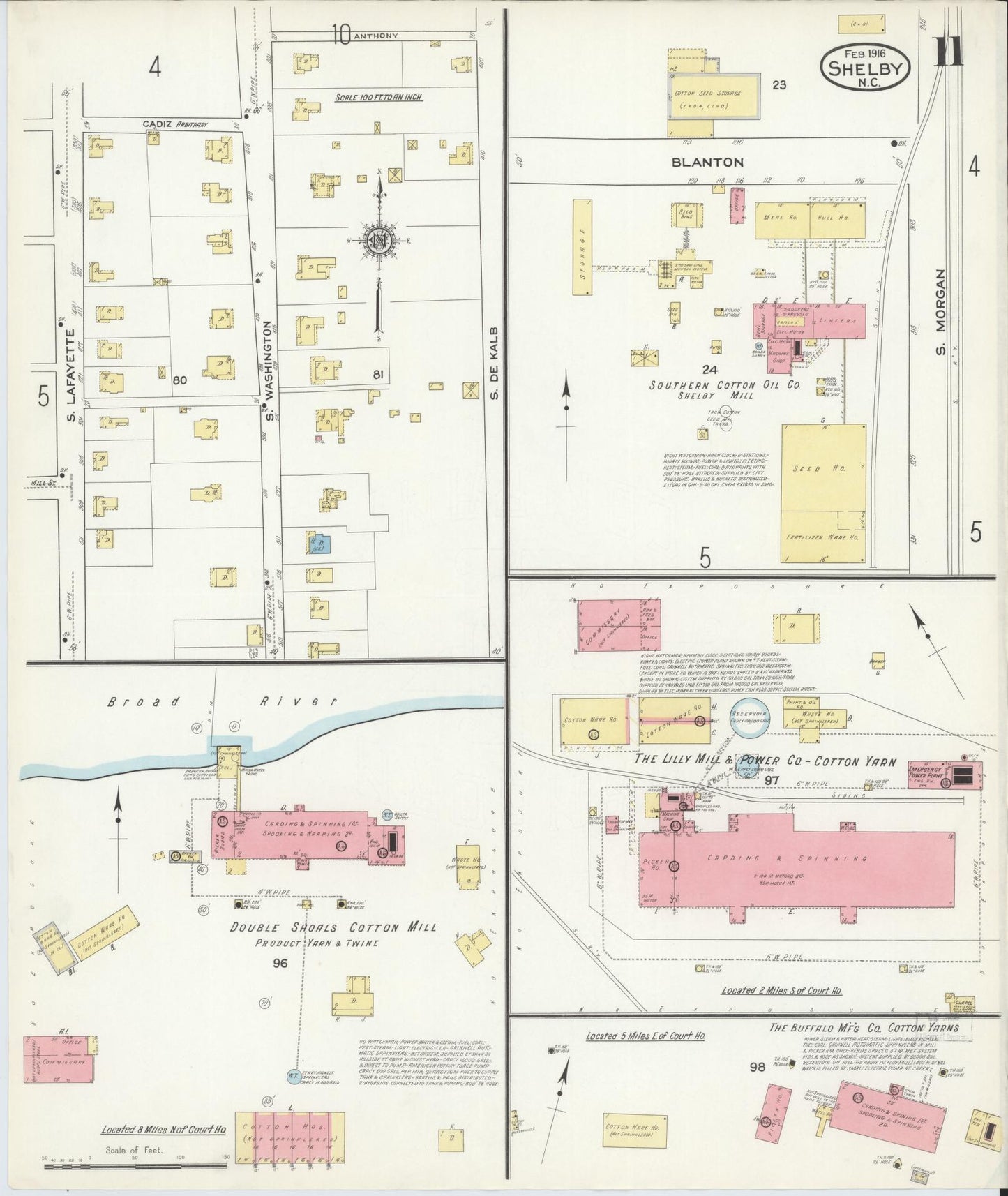 Sanborn Fire Insurance Map from Shelby, Cleveland County, North Carolina (1916), Sheet #0011 - Historic Sanborn Fire Insurance Map Print, vintage old map wall art, antique decor, genealogy gift, North Carolina North Carolina map